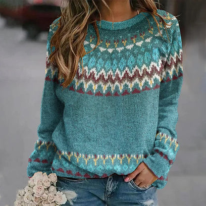 Damenpullover mit farbenfrohem geometrischem Muster - bequem und trendig