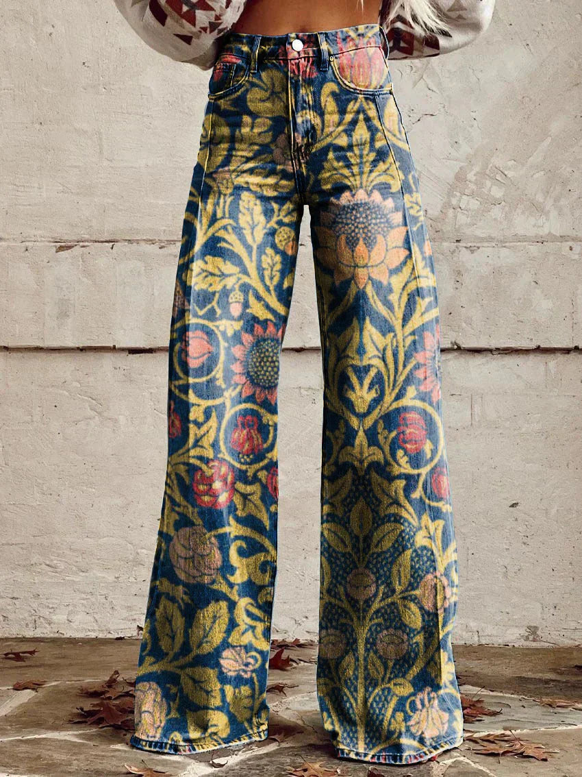 Yanin | Vintage Viscose Broek met Kleurrijke Print – Comfortabel & Stijlvol