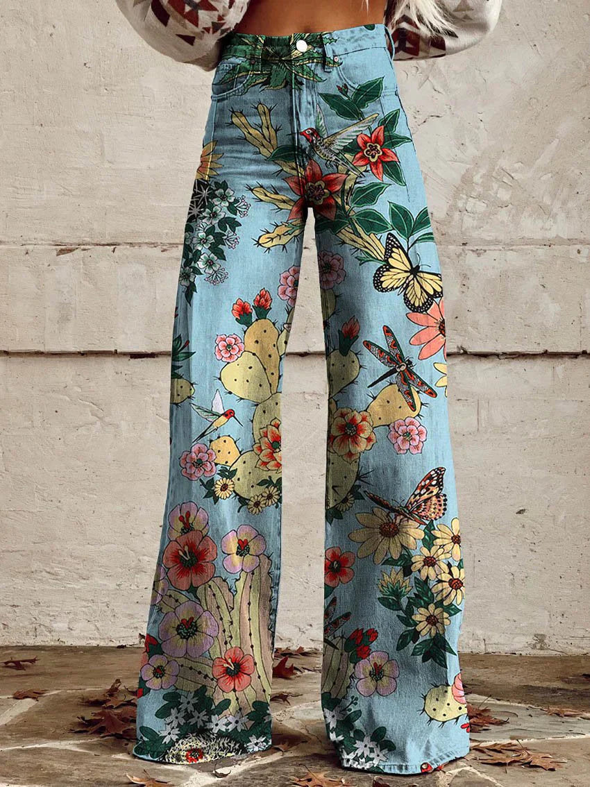 Yanin | Vintage Viscose Broek met Kleurrijke Print – Comfortabel & Stijlvol