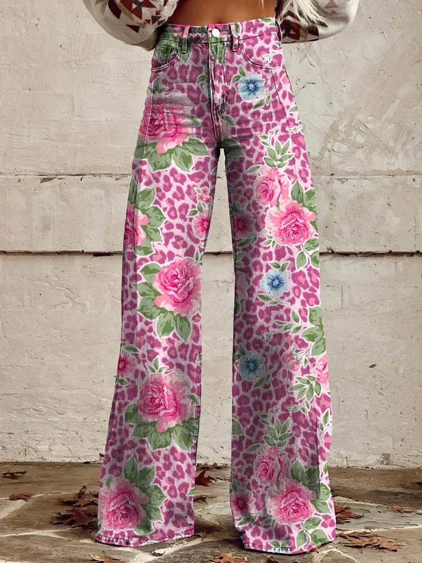 Yanin | Vintage Viscose Broek met Kleurrijke Print – Comfortabel & Stijlvol