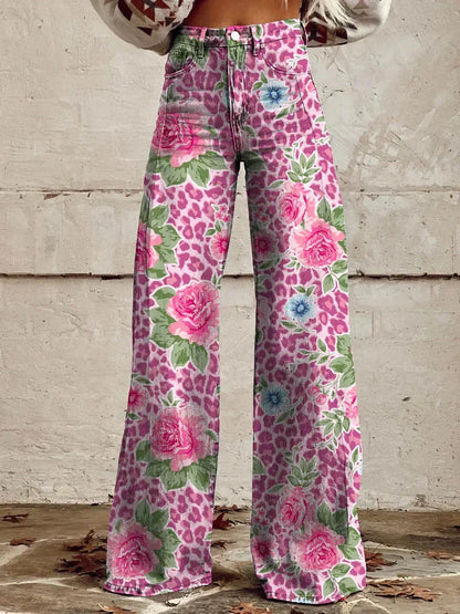 Yanin | Vintage Viscose Broek met Kleurrijke Print – Comfortabel & Stijlvol