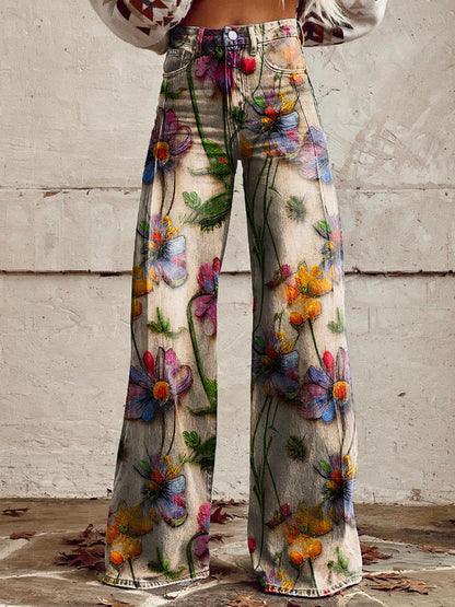 Yanin | Vintage Viscose Broek met Kleurrijke Print – Comfortabel & Stijlvol