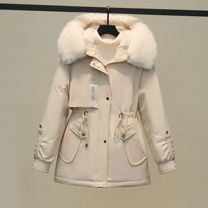Dames Gewatteerde Winterjas met Bontkraag – Luxe & Warm