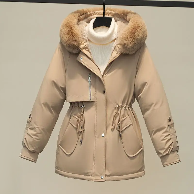 Dames Gewatteerde Winterjas met Bontkraag – Luxe & Warm