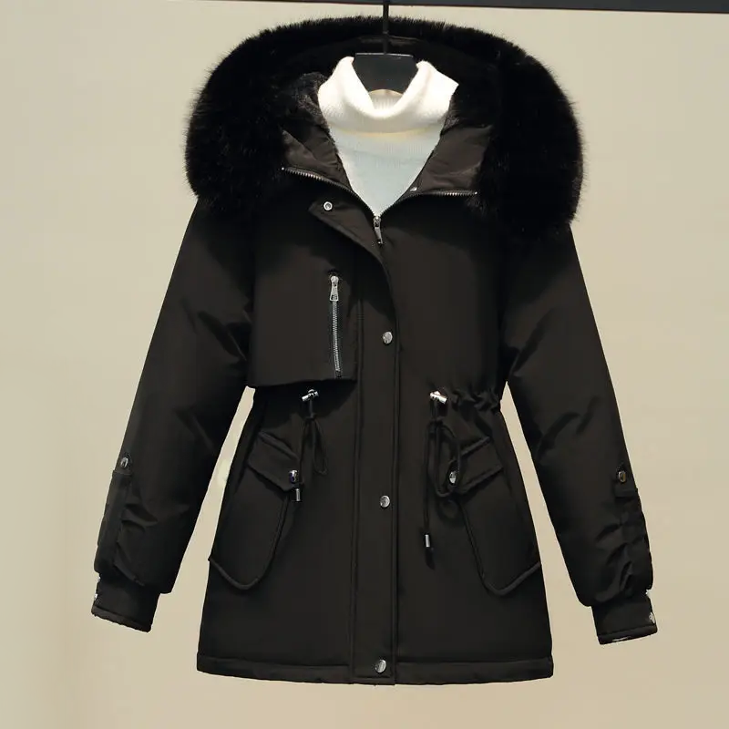 Dames Gewatteerde Winterjas met Bontkraag – Luxe & Warm