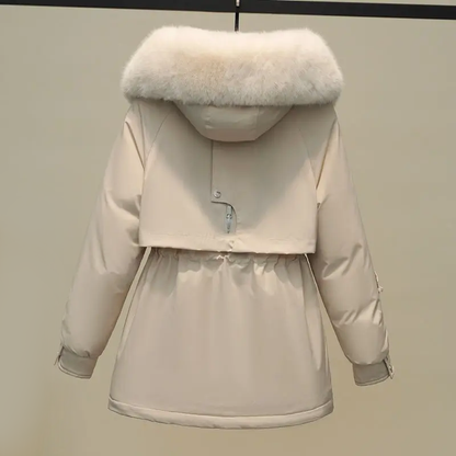 Dames Gewatteerde Winterjas met Bontkraag – Luxe & Warm