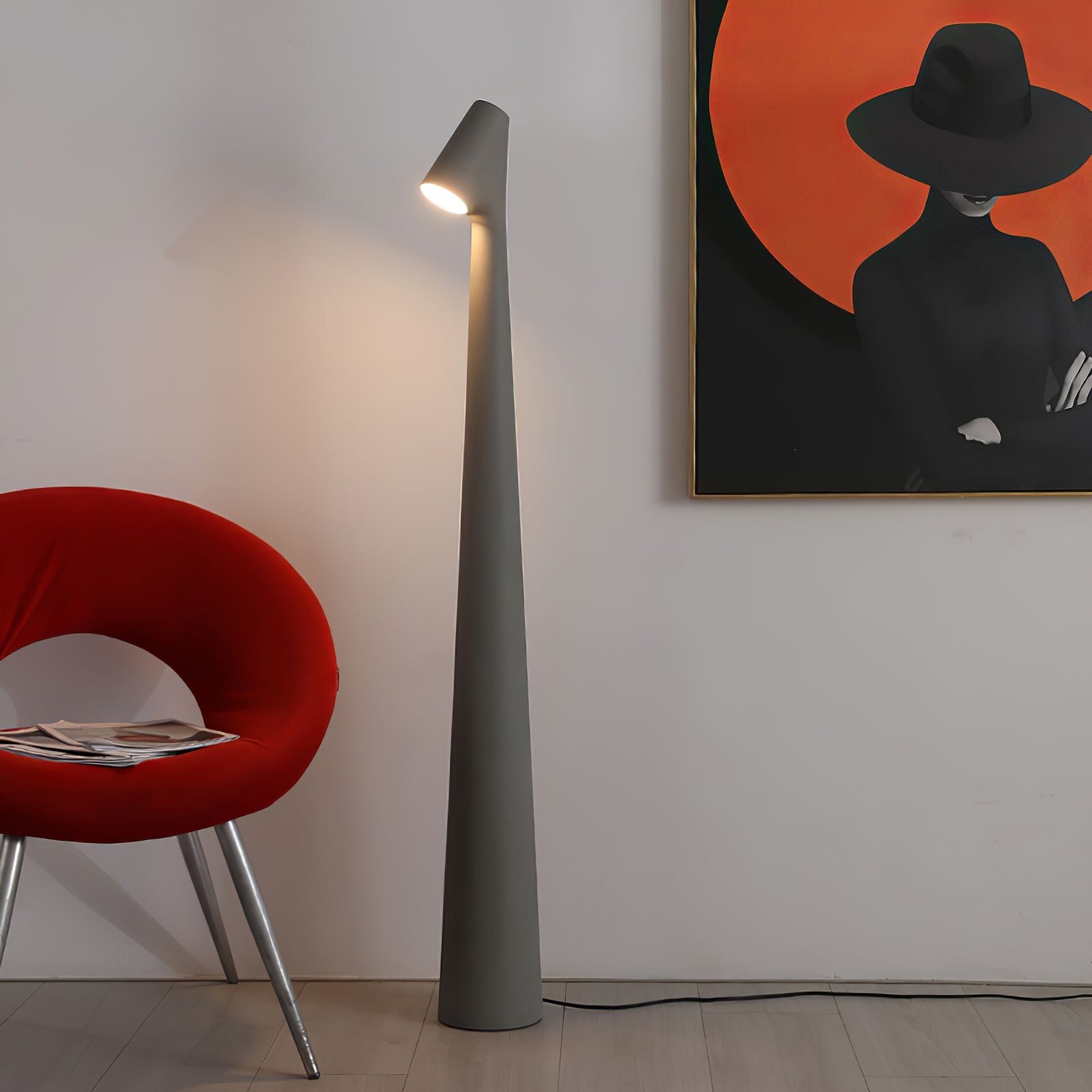Africa Vloerlamp – Modern en Stijlvolle Staande Lamp voor Interieur in Zwart, Grijs en Rood Floor Lamp Myna Mode