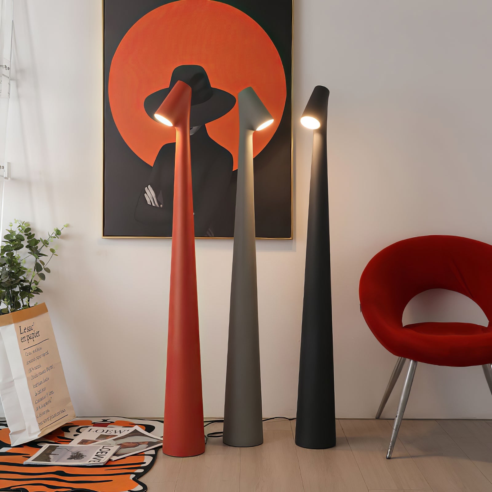 Africa Vloerlamp – Modern en Stijlvolle Staande Lamp voor Interieur in Zwart, Grijs en Rood Floor Lamp Myna Mode