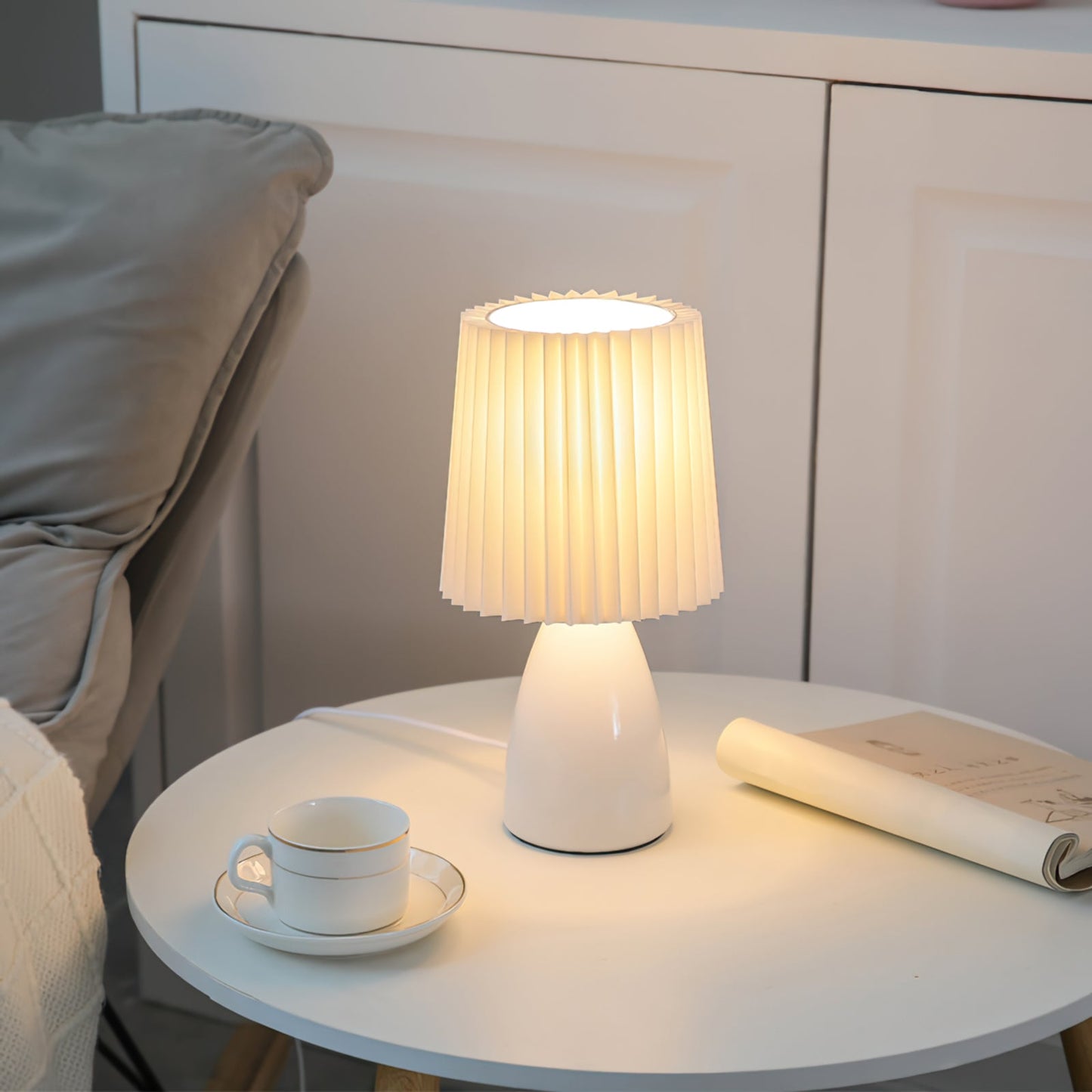 Apollo Tafellamp - Stijlvolle Keramische Lamp met Stof, Moderne Verlichting voor Binnen