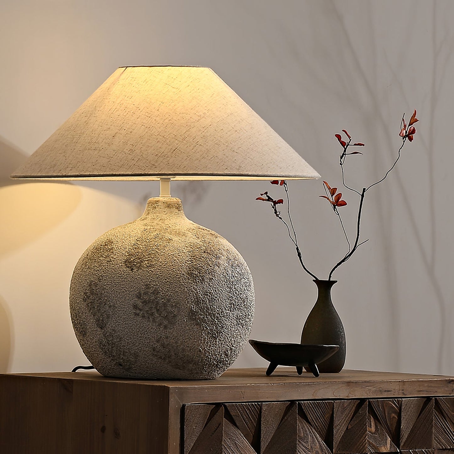 Arosa Tafel Lamp - Keramische Basis met Stijlvolle Stoffen Lampenkap Table lamp Myna Mode