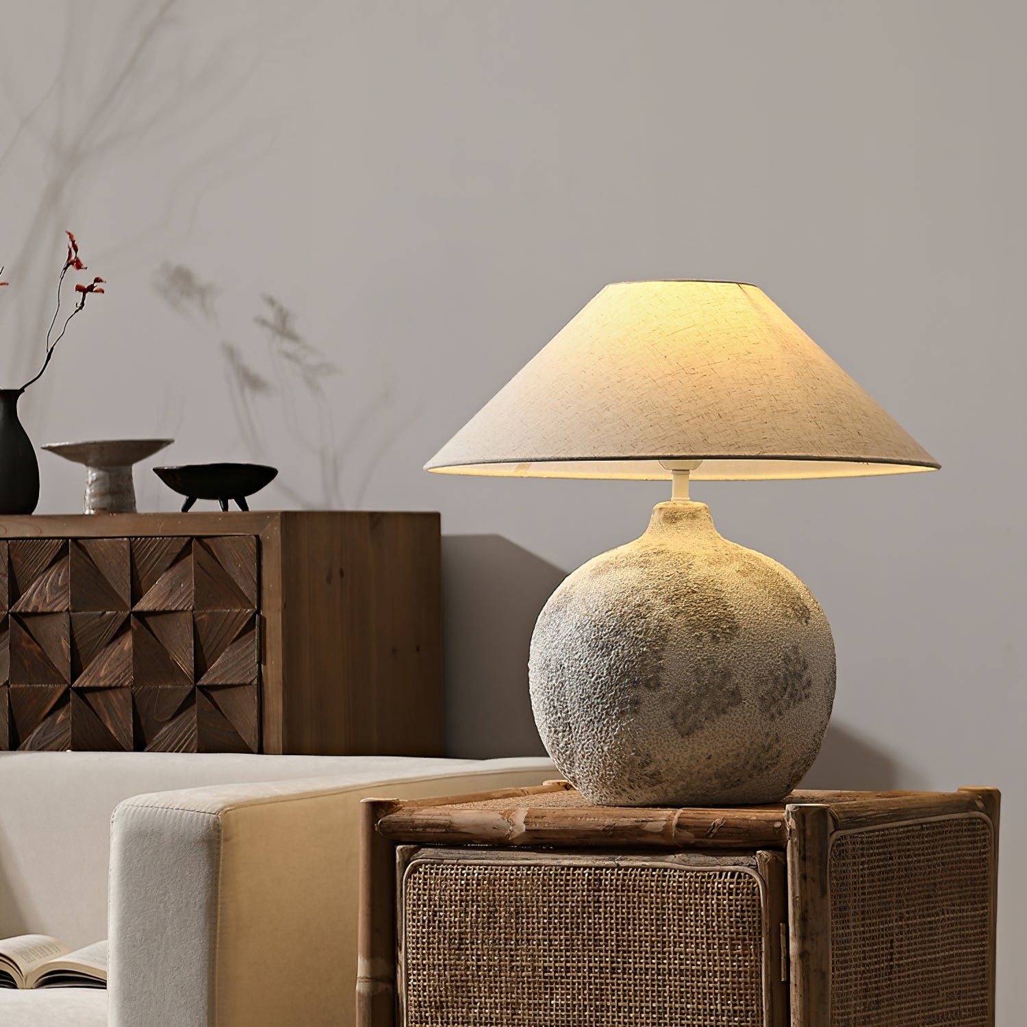 Arosa Tafel Lamp - Keramische Basis met Stijlvolle Stoffen Lampenkap Table lamp Myna Mode