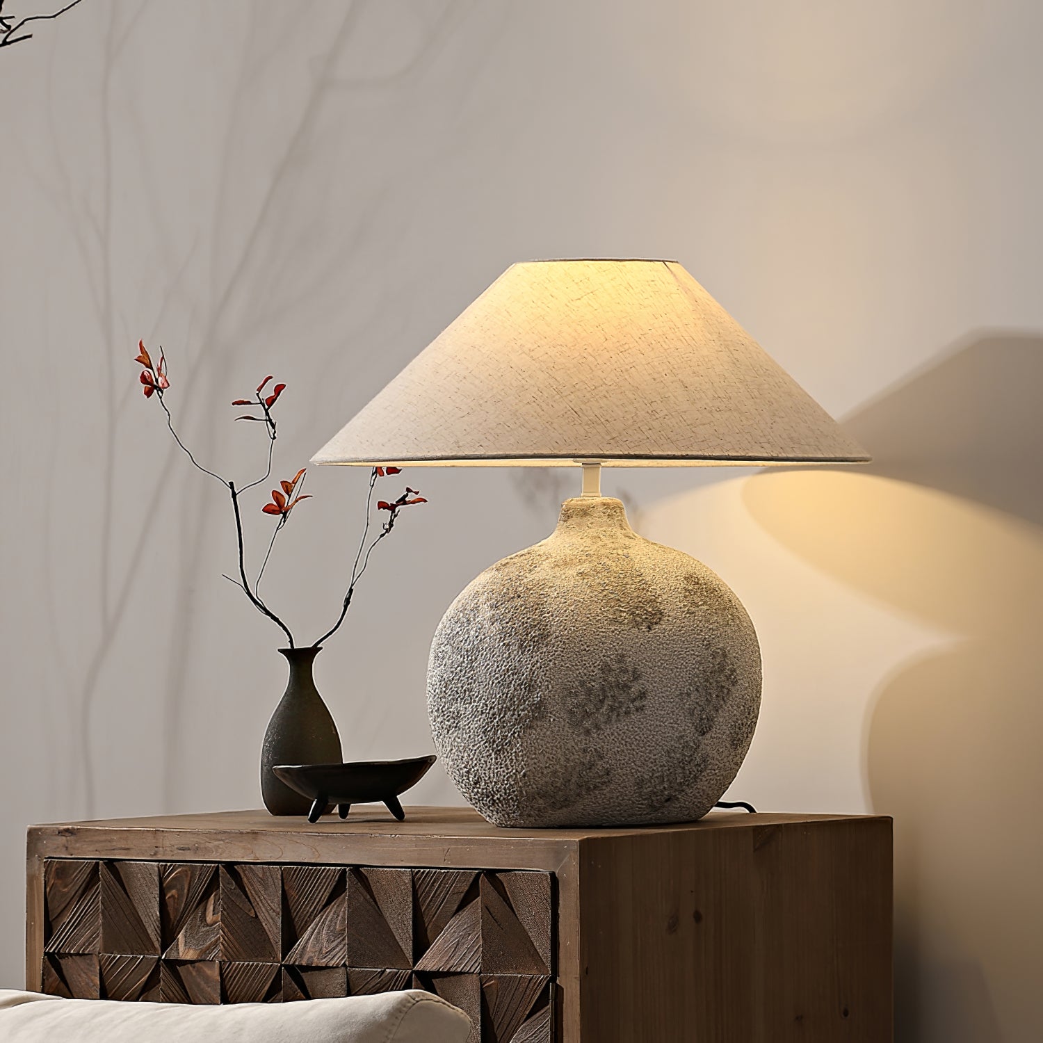 Arosa Tafel Lamp - Keramische Basis met Stijlvolle Stoffen Lampenkap Table lamp Myna Mode