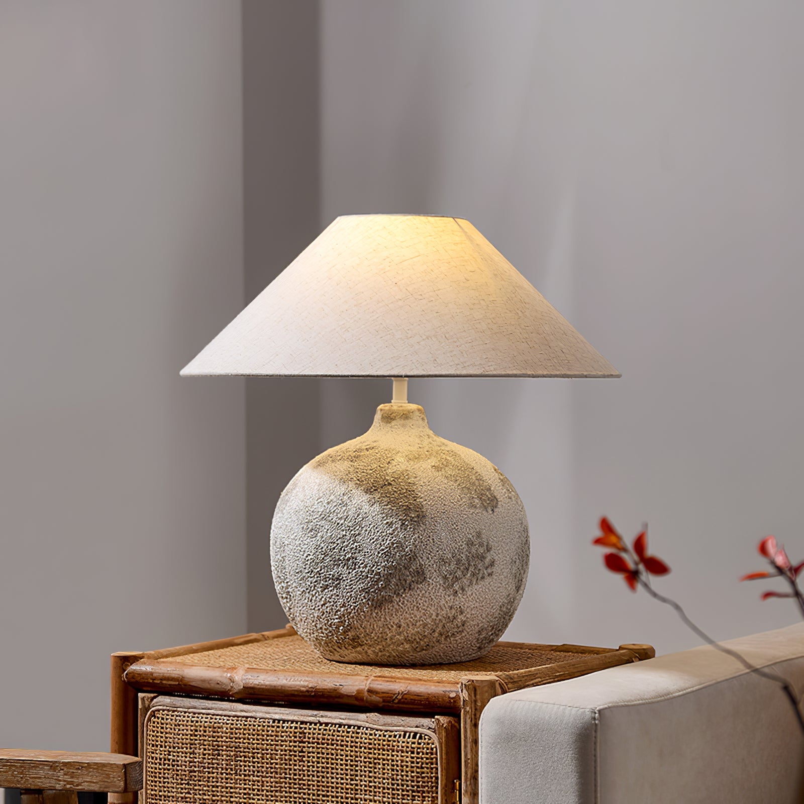 Arosa Tafel Lamp - Keramische Basis met Stijlvolle Stoffen Lampenkap Table lamp Myna Mode