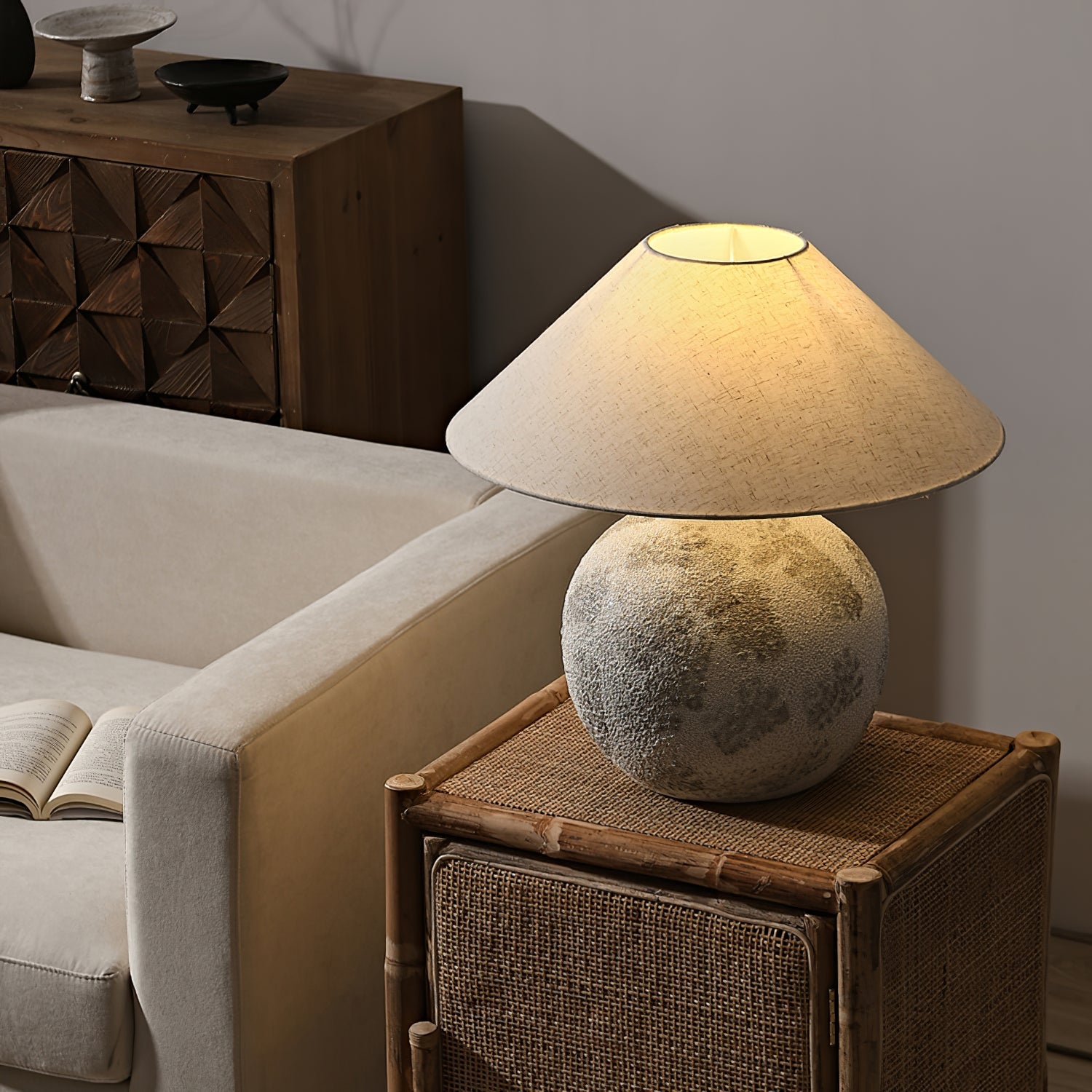 Arosa Tafel Lamp - Keramische Basis met Stijlvolle Stoffen Lampenkap Table lamp Myna Mode