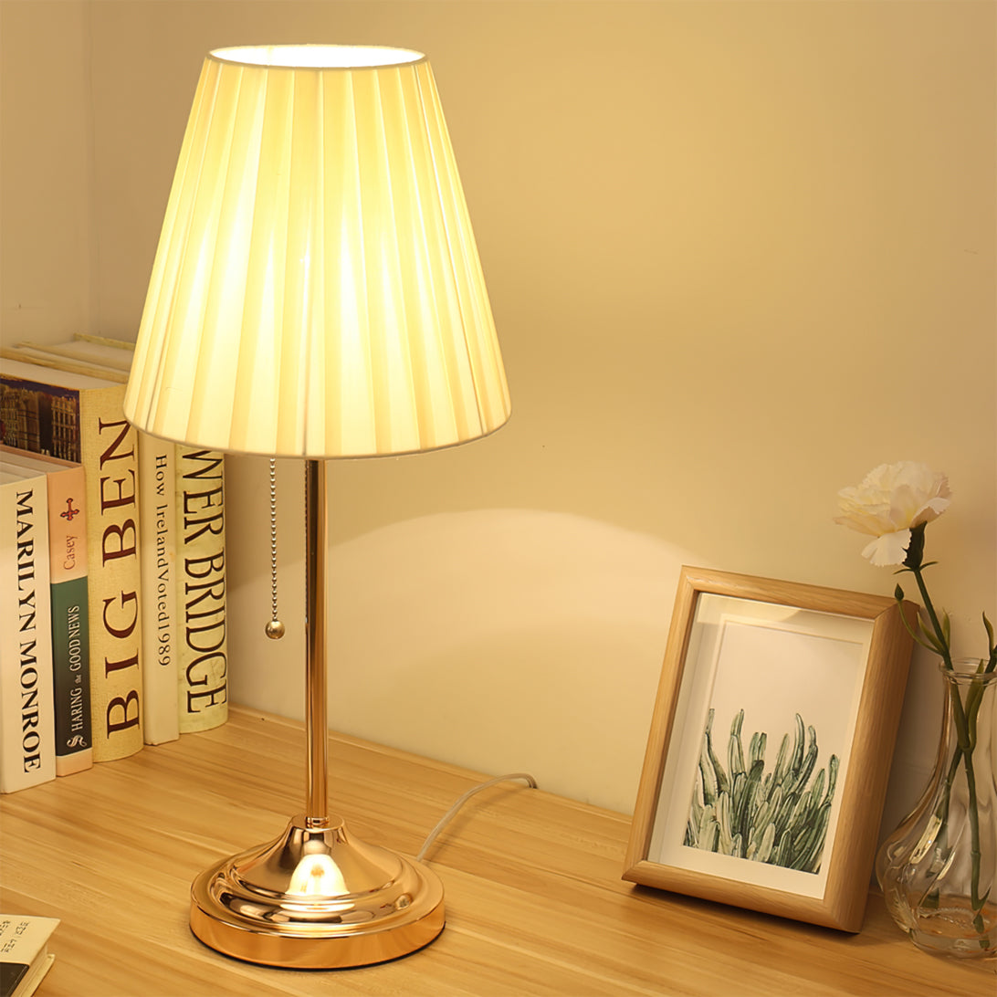 Arstid Tafel Lamp | Stijlvolle Metaal & Stof Lamp met Geel Plissé Lampenkap