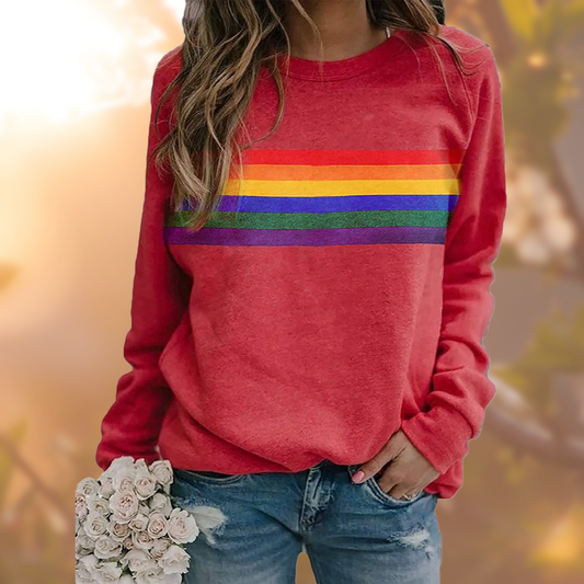 Myna – Zachte Katoenen Trui met Regenboogstrepen