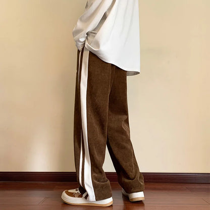 Heren Baggy Sweatpants met Strepen – Rechte Pijpen & Comfort Fit