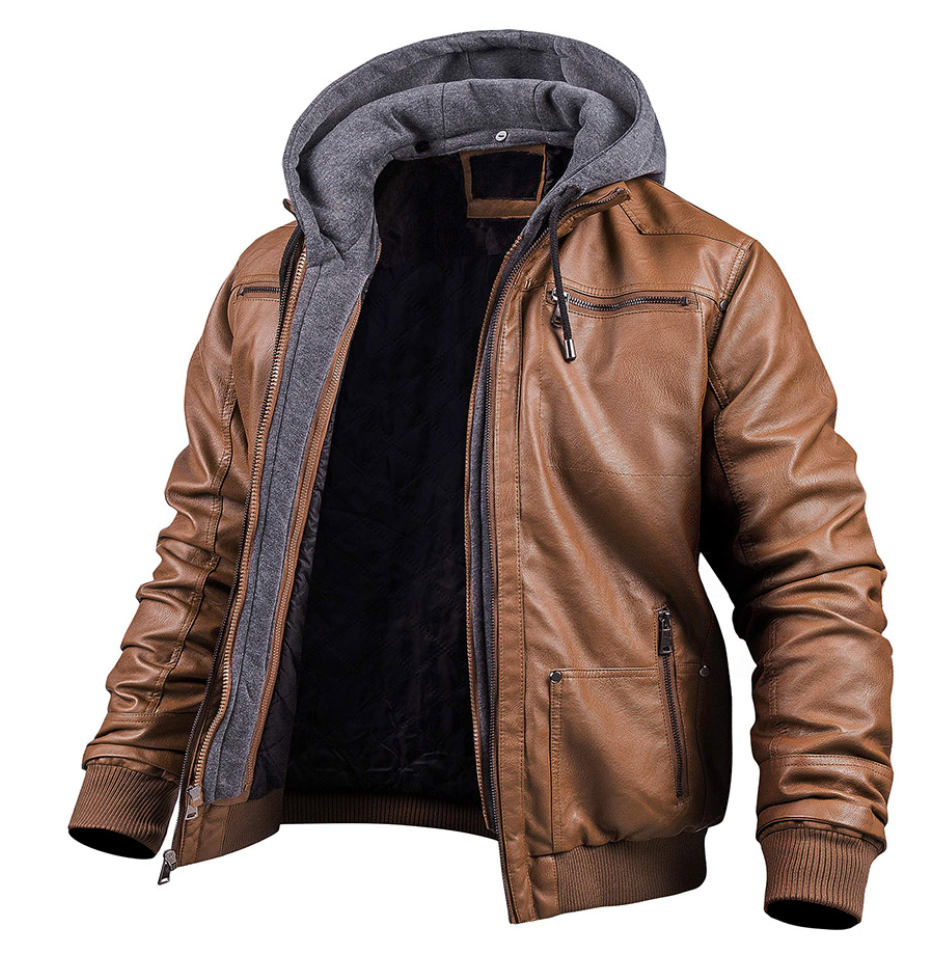Leren Winterjas met Capuchon voor Heren