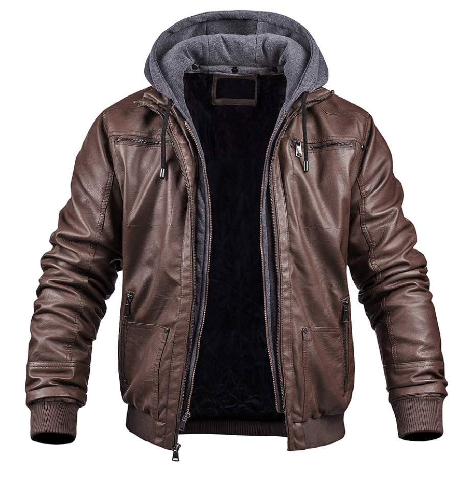 Leren Winterjas met Capuchon voor Heren