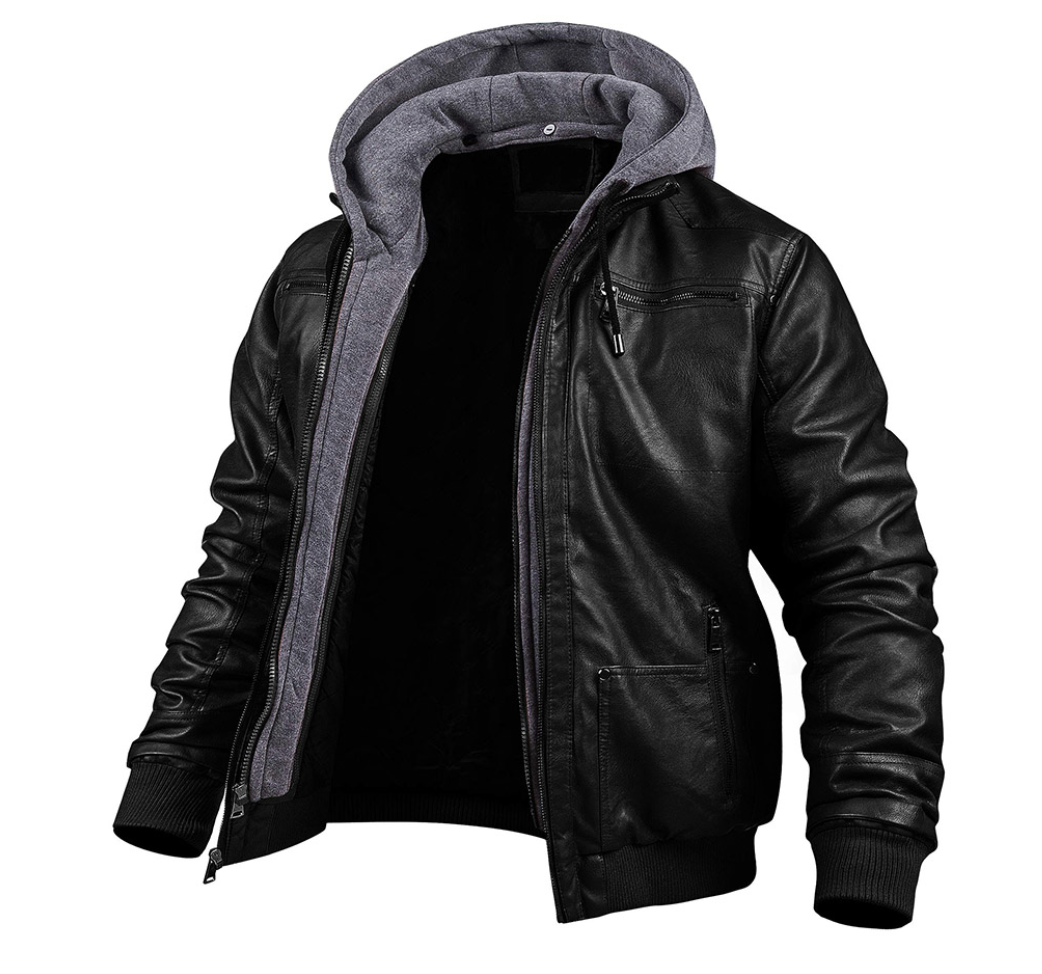 Leren Winterjas met Capuchon voor Heren