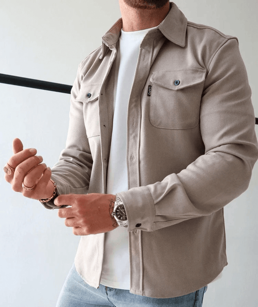Herren Overshirt Jacke – Baumwollmischung – Lange Ärmel – Brusttaschen