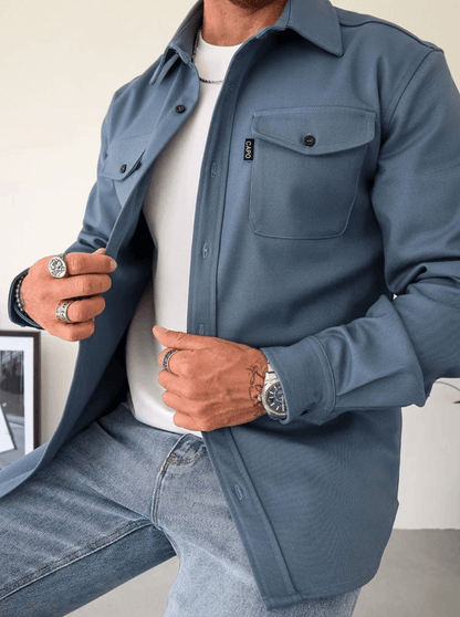 Heren Overshirt Jas – Katoenmix – Lange Mouw – Borstzakken