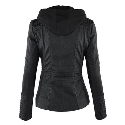 Waterdichte Dames Lederjas met Afneembare Capuchon – Echt Leer & Winddicht