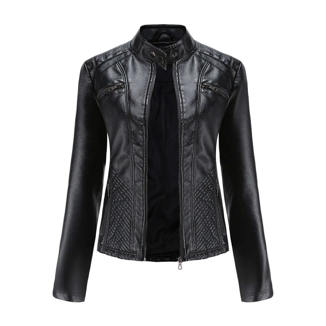 Dames Leren Jas met Tijdloze Elegante Look