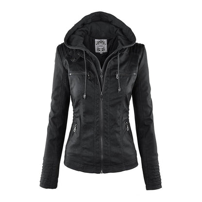 Waterdichte Dames Lederjas met Afneembare Capuchon – Echt Leer & Winddicht