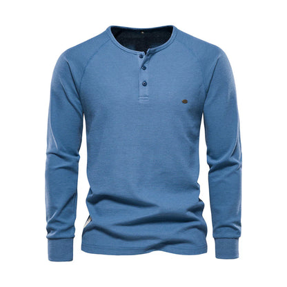 Nereo Heren Shirt Lange Mouwen – Ronde Hals met Knoopsluiting – Comfortabel & Stijlvol