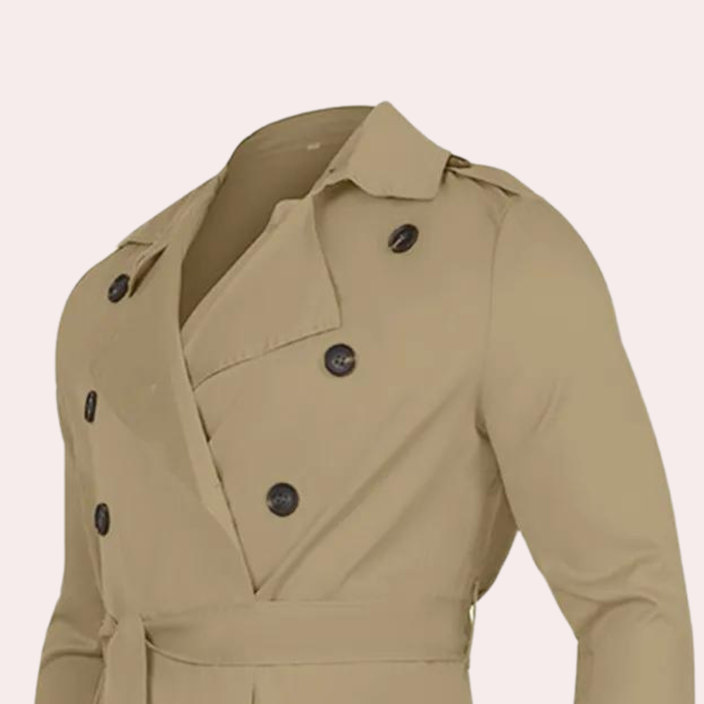 Heren Trenchcoat – Dubbelrijig – Met Riemsluiting aan de Mouwen – Klassieke Revers – Stijlvol & Duurzaam