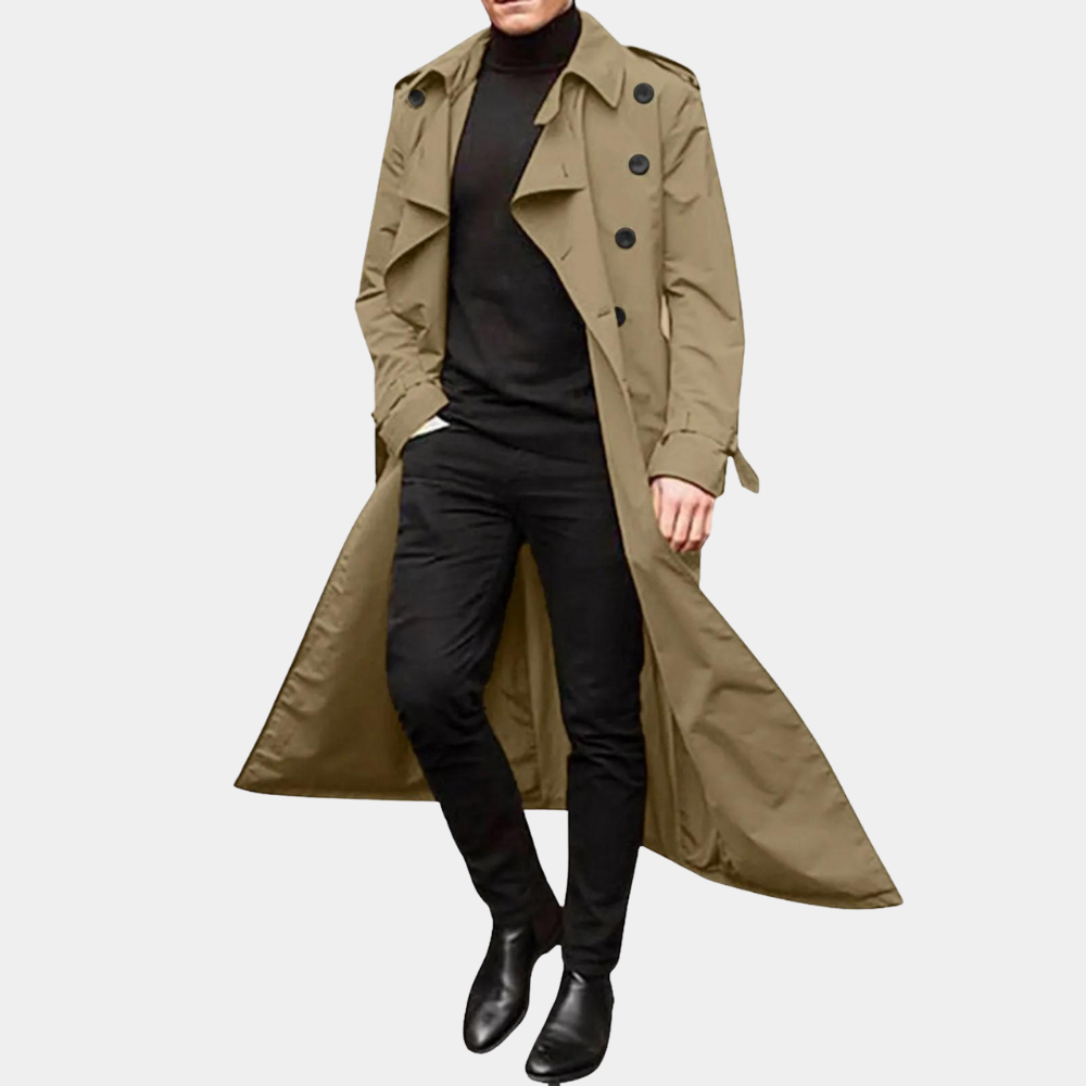 Heren Trenchcoat – Dubbelrijig – Met Riemsluiting aan de Mouwen – Klassieke Revers – Stijlvol & Duurzaam