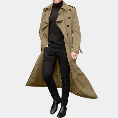 Heren Trenchcoat – Dubbelrijig – Met Riemsluiting aan de Mouwen – Klassieke Revers – Stijlvol & Duurzaam