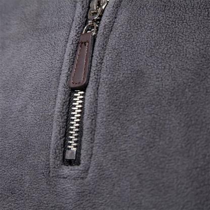 Herrenpullover mit halbem Reißverschluss – lockere Passform und Stehkragen