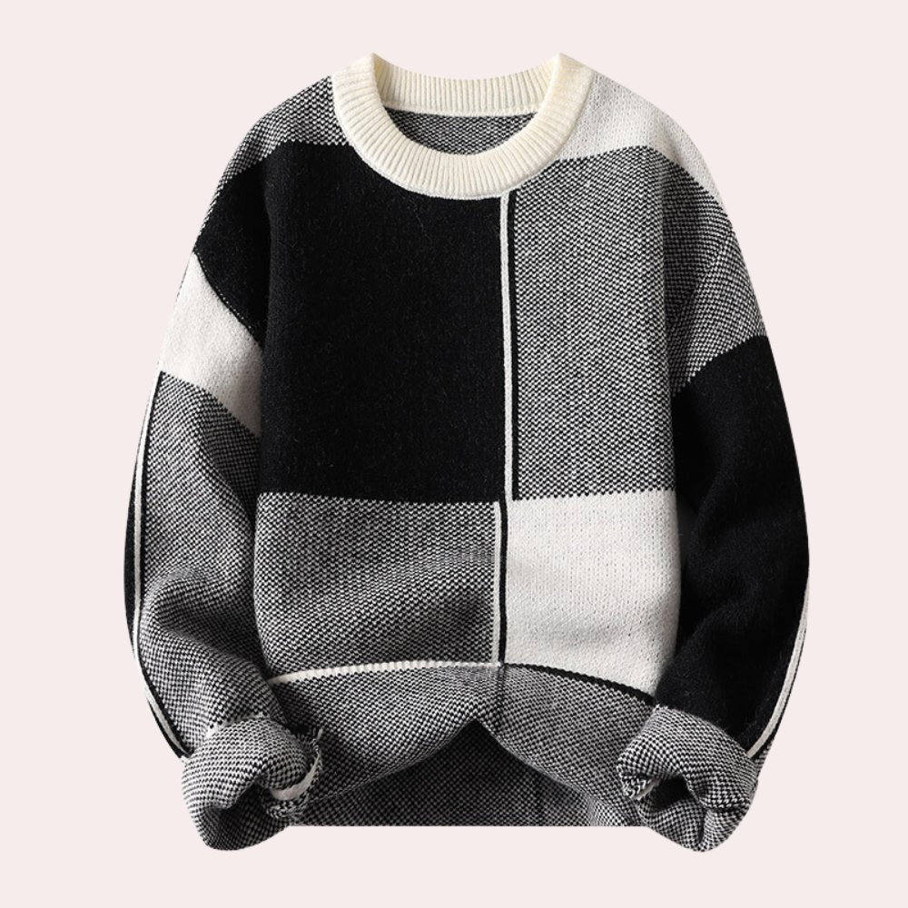 Herren Strickpullover – Dickes Material – Geometrisches Muster – Trendy & Bequem