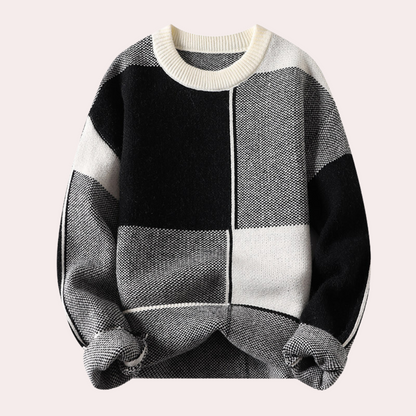 Herren Strickpullover – Dickes Material – Geometrisches Muster – Trendy & Bequem
