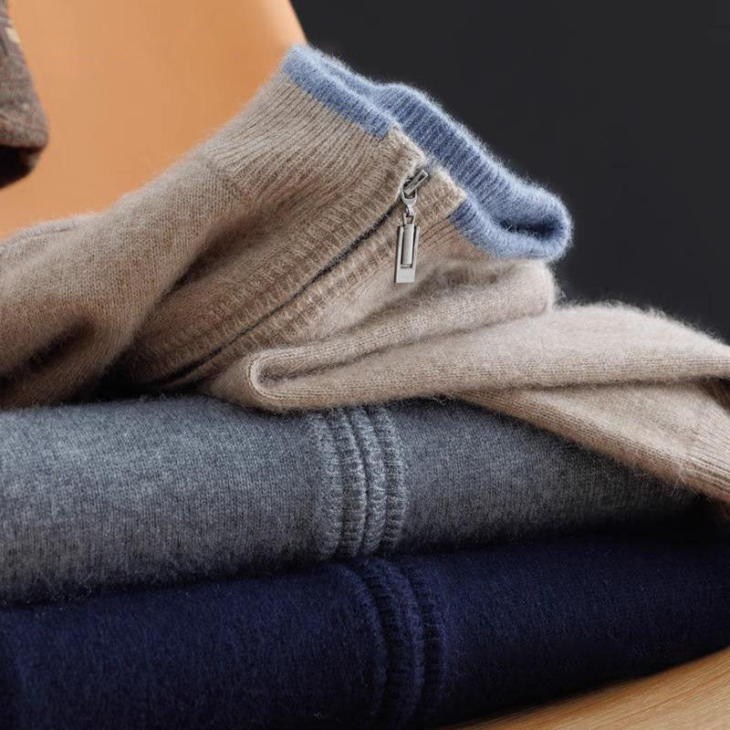 Heren Cashmere Vest met Rits – Warm & Elegant