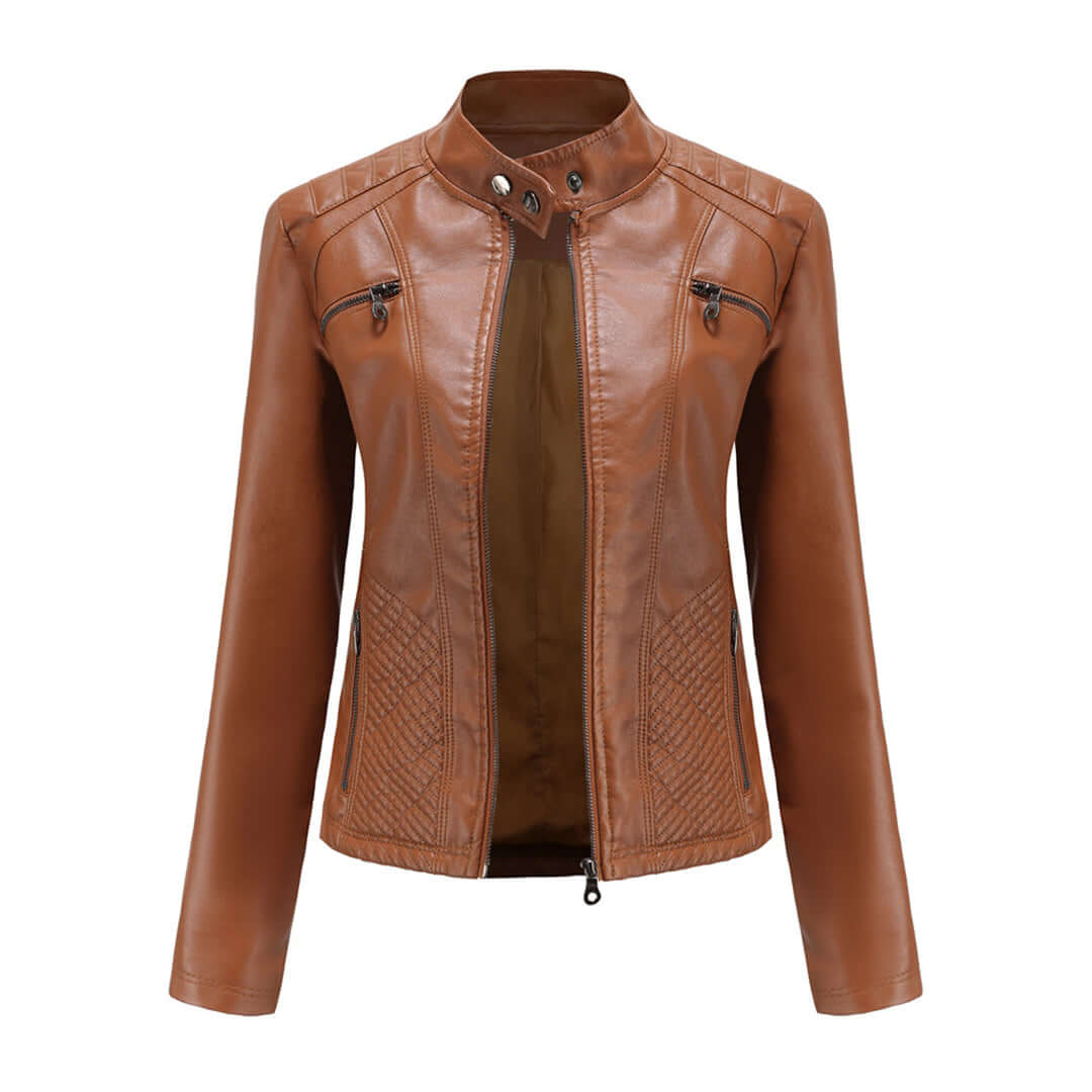 Dames Leren Jas met Tijdloze Elegante Look