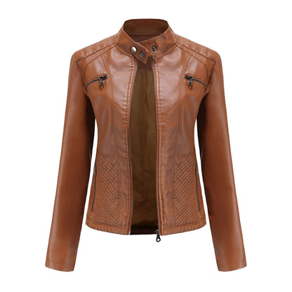 Dames Leren Jas met Tijdloze Elegante Look