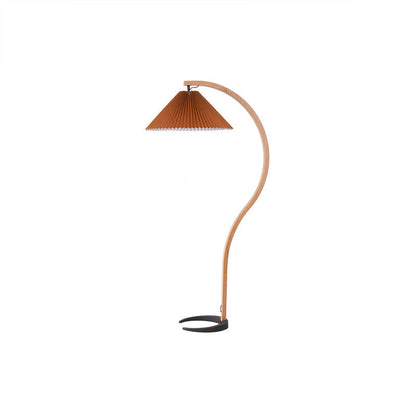 Caprani | Vloerlamp met Houten Standaard en Linnen Lampenkap