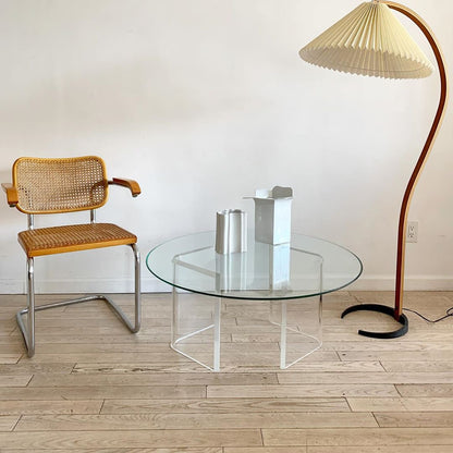 Caprani | Vloerlamp met Houten Standaard en Linnen Lampenkap