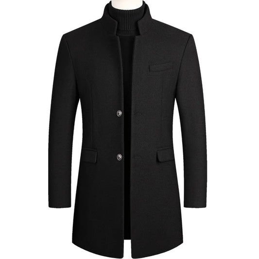 Herrenmantel mit Stehkragen – Eleganter Wintermantel aus Wollmischung
