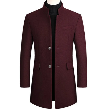 Herrenmantel mit Stehkragen – Eleganter Wintermantel aus Wollmischung