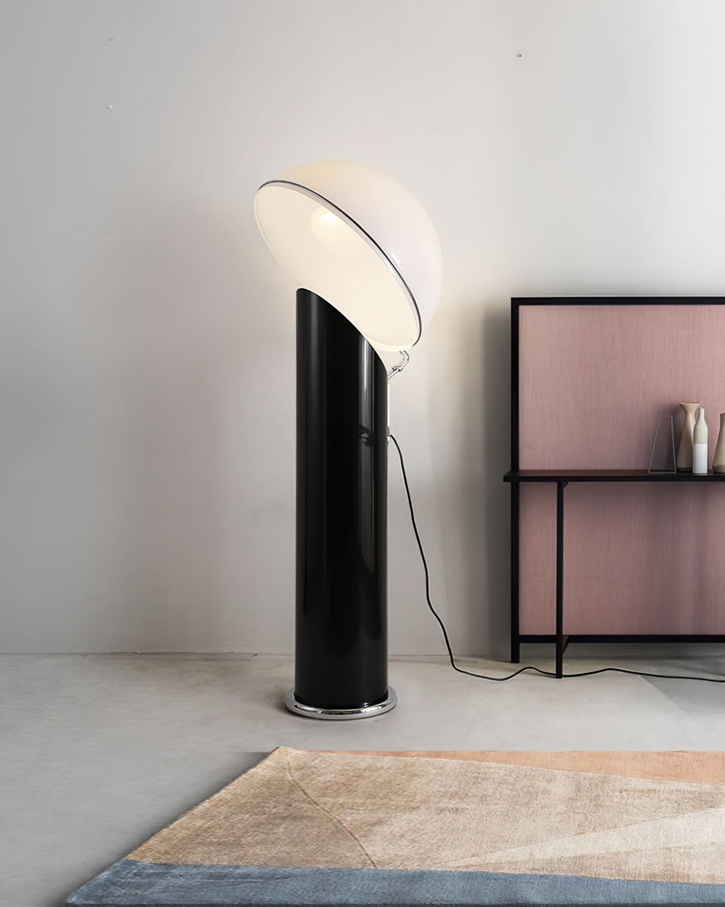 Ciot Vloerlamp - Sculpturale Design Lamp met Lucite Stam en Grote Lampenkap