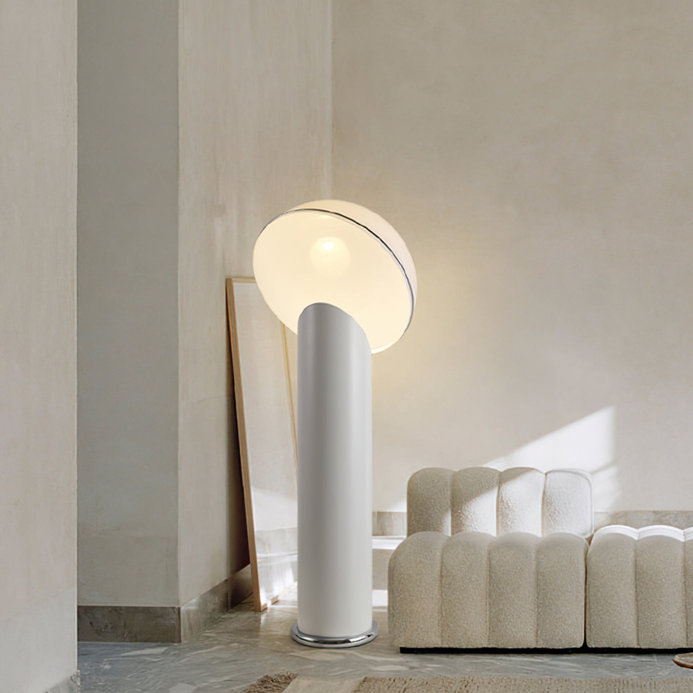 Ciot Vloerlamp - Sculpturale Design Lamp met Lucite Stam en Grote Lampenkap