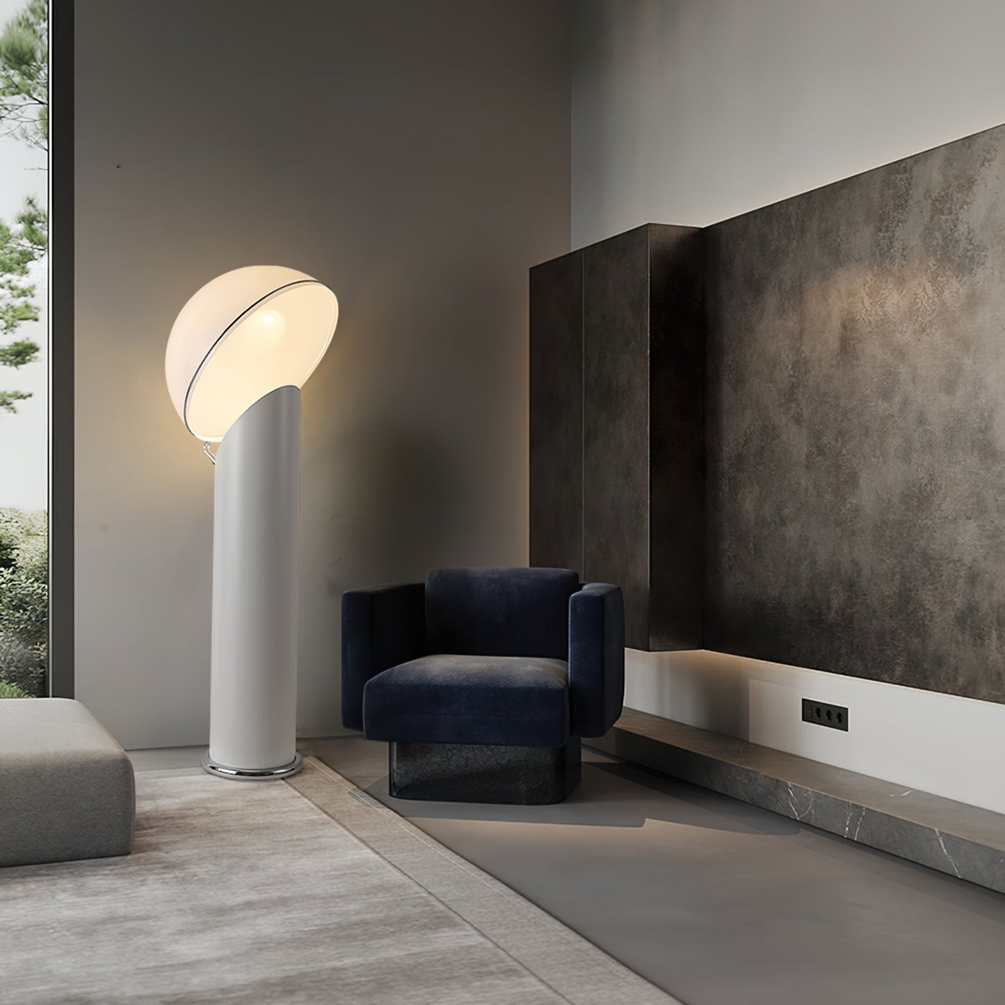 Ciot Vloerlamp - Sculpturale Design Lamp met Lucite Stam en Grote Lampenkap