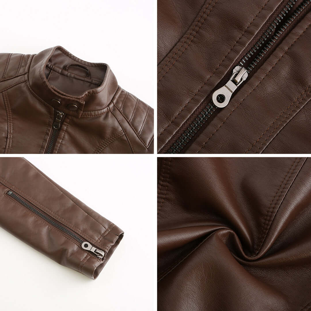 Dames Leren Jas met Tijdloze Elegante Look