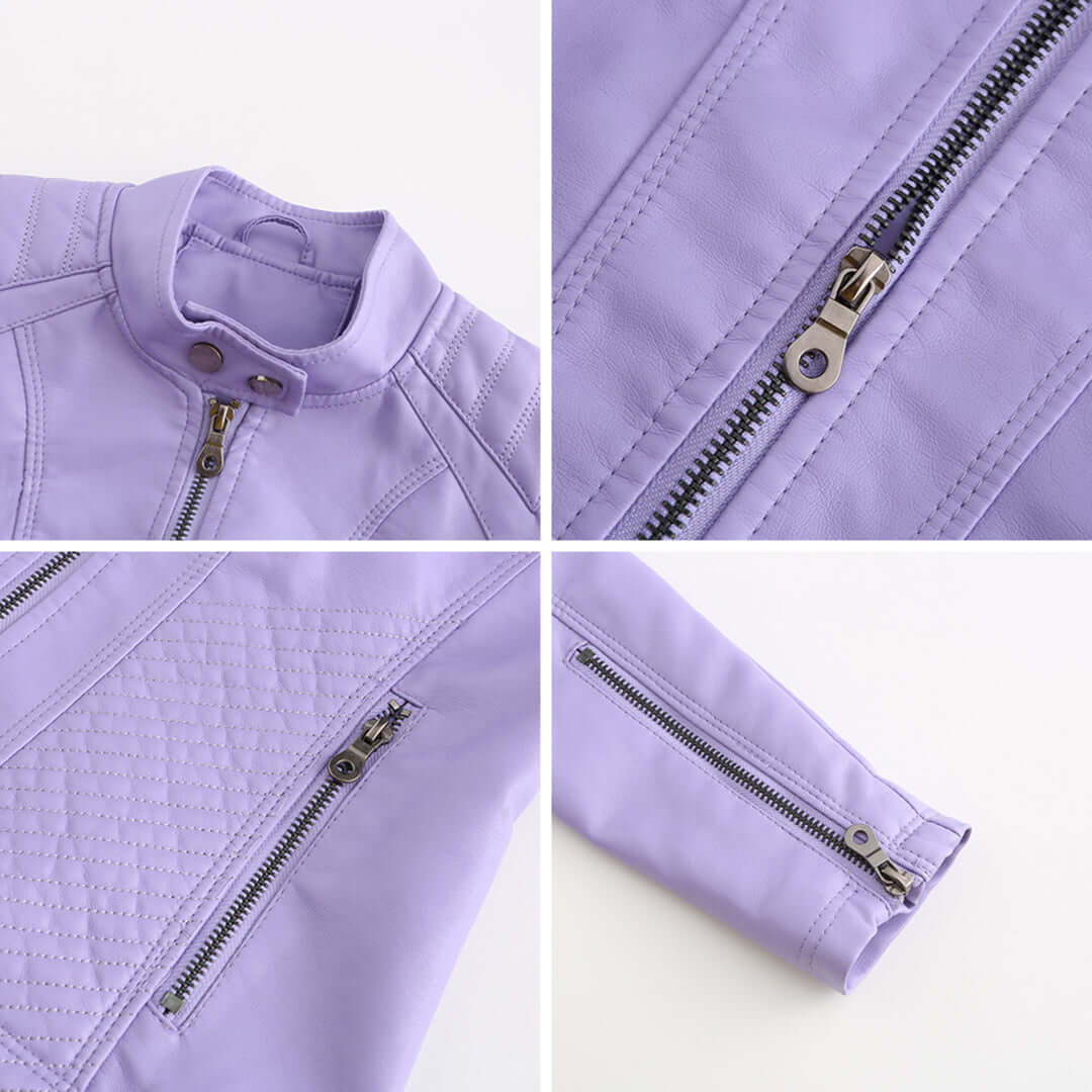 Dames Leren Jas met Tijdloze Elegante Look