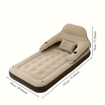 Deluxe Luchtbed met Ingebouwde Pomp & Rugleuning – Inclusief Kussens, Perfect voor Binnen & Buiten