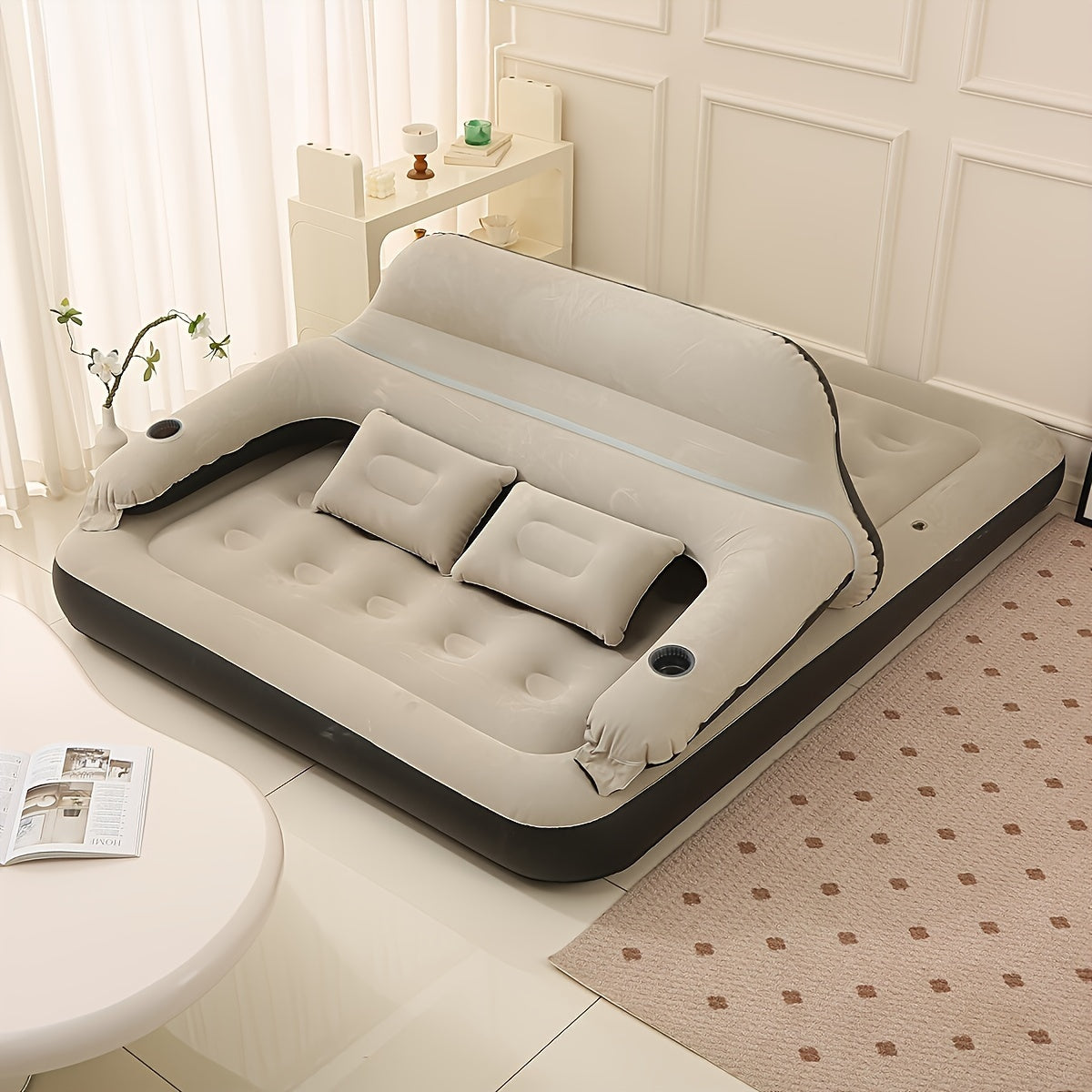 Deluxe Luchtbed met Ingebouwde Pomp & Rugleuning – Inclusief Kussens, Perfect voor Binnen & Buiten
